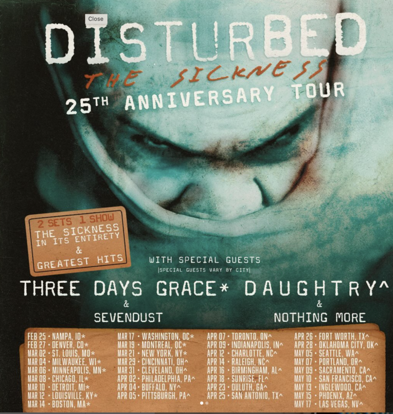 Disturbed celebrates 25 years of “The Sickness” with anniversary tour kicking off February 25